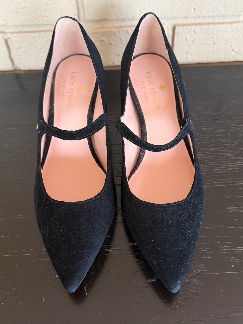 NEW Kate Spade New York Malia Black Suede Maryjane Pumps Heels Size 7 Preppy - Picture 3 of 6
